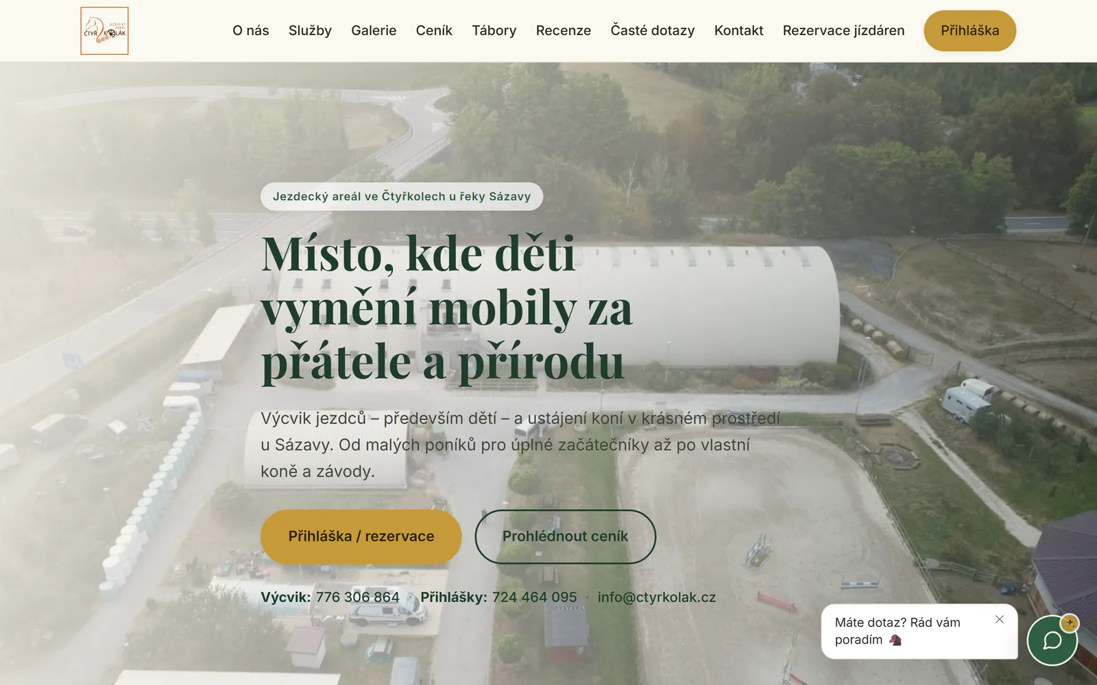 Nový web jízdárny Čtyřkolák — moderní prodejní stránka s online rezervacemi